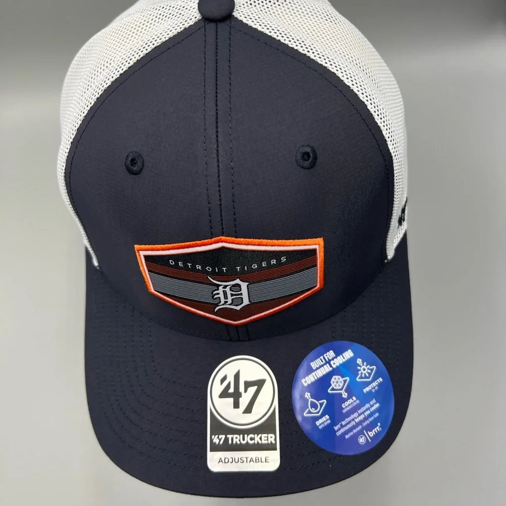 47 Brand Brrr Detroit Tigers Trucker Hat, MLB. Polyester Patch Adjustable Cap. - Picture 4 of 9
